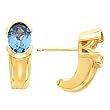 14K Yellow Gold Swiss Blue Topaz "J" Earrings