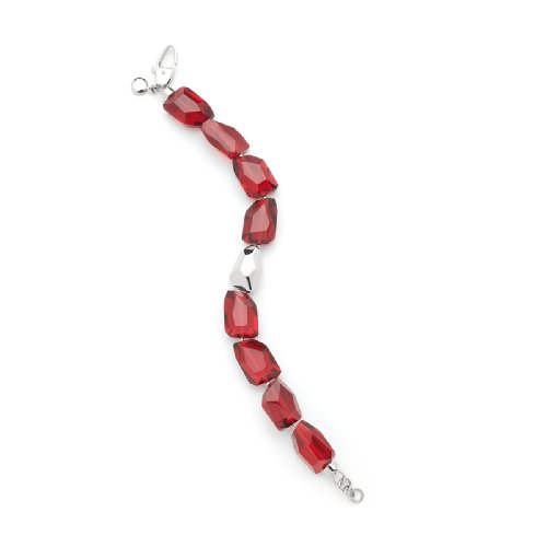 Leonardo Damenarmband Edelstahl + Glas 22cm rubinrot Philadelphia 011677 Preisvergleich