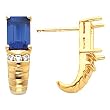 14K Yellow Gold Chatham Created Sapphire and Diamond Earrings