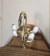 Herbeau 21011057 Romantique/Brushed Nickel Verseuse Double Handle Widespread Wall Mount Lavatory Fau