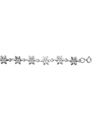 Sterling Silver Plumeria Flower Charm Bracelet