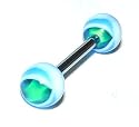 Pierced & Modified Body Jewellery Tongue Bars Star Gazer Ball Tongue Stud Green/Blue
