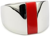 ELLE Jewelry "Empress" Red Acrylic Stripe Sterling Silver Ring, Size 7