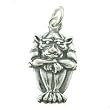 Three Dimensional Sitting Gargoyle Pendant or Charm in Sterling Silver, #9026