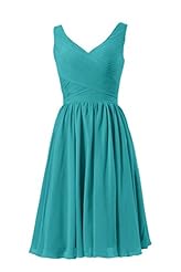 V-neck Lace-Up Short Chiffon Bridesmaid Dress/Party Dress 