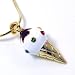 Delicious 3d Crystal Ice Cream Cone Charm Necklace with Chocolate Gold Tone