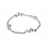 Eve's Addiction Blue Enamel Diving Dolphin Kid's Charm Bracelet