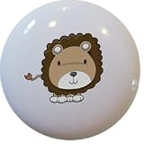Lion Cub Big Head Ceramic Cabinet Drawer Pull Knob
