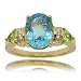 Fancy Blue Topaz, Peridot & Diamond Ring in Yellow Gold Setting