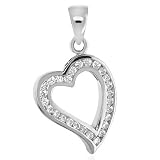 Sterling Silver Cubic Zirconia Heart Pendant