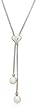 Sterling Silver Freshwater Cultured Pearl Drop and Sterling Silver with Diamond-Accent Heart Necklace, 16.5"