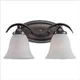 Sea Gull Lighting 44360-965 Rialto Two-Light Vanity, Antique Brushed Nickel Finish with Etched White Alabaster Glass