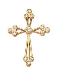 CleverEves 14K Yellow Gold 29.00X21.00 mm Cross Pendant W Diamond