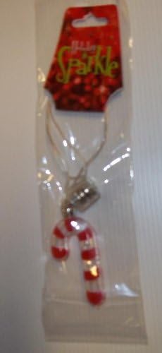Christmas Flashing CANDY CANE Holiday Necklace 2" (28" Cord)
