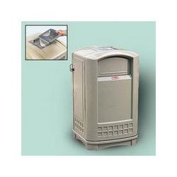 Plaza Waste Container, Indoor Outdoor, 35-Gallon, Beige RUB9P9000BGE by Rubbermaid