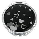 Black Hearts Circular Compact Travel Mirror