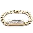 Two-Tone Brass Bracelet with Clear CZ - 7'' long