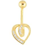14K Yellow Gold .15 ct tw Genuine Diamond Channel Heart Belly Ring 31LEyrqBRlL. SL160 14K Yellow Gold .15 ct tw Genuine Diamond Channel Heart Belly Ring