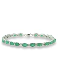 11 Carat Emerald and Diamond Bracelet in Sterling Silver 7 inches