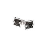 31LF5fGJ1sL. SL160  14KW Black And White Diamond Cuff Links with Black Rhod Plate
