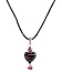 Necklace - N87 - Heart Shape Murano Style Glass with Swarovski Crystal Dangles ~ Red and Black Stripe