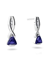 Created Sapphire 14kt White Gold Earrings