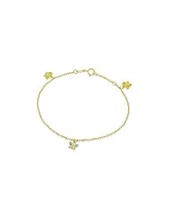 14k Yellow Gold, Butterfly Charm Bracelet for Kids Children 3mm Wide