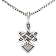 Celtic Knot WARRIOR SPIRIT Pendant in Sterling Silver on a 24" Oxidized Round Box Chain for Men or Women, #8206