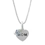 Sterling Silver "Mom" Heart with Blue Crystal Bootie Pendant, 18"