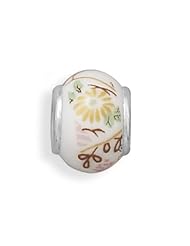 MMA Silver - Yellow Flower Ceramic Bead
