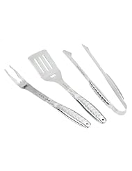 Buy Man Law 3-Piece Stainless Steel BBQ Tool Set Silver Diamond Plate Handles