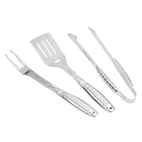 Buy Man Law 3-Piece Stainless Steel BBQ Tool Set Silver Diamond Plate Handles now!