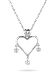 1/4 (0.21-0.27) Cts Diamond Open Heart Dangling Pendant in 18K White Gold