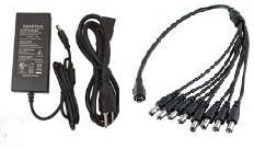 CamVtech USA 12V 5A (5000mA) AC DC Power Supply Adapter + 1 Female to 8 Male Power Splitter Adapter 8 Channel CCTV Security Surveillance Systems