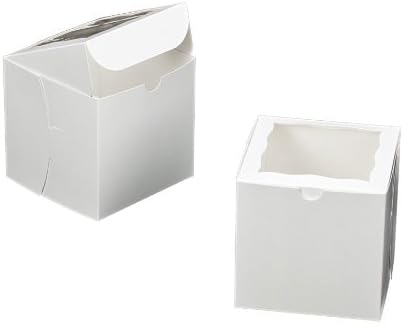 Dress My Cupcake Square Window Cupcake Box with Lid, White, Set of 100