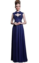 Chiffon/Polyester Lace Draped Evening Dress/Prom Dress/Party Dress/Wedding Dress/Maxi Dress 