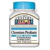 Chromium Picolinate 200 mcg 100 Tablets, 21st Century