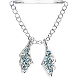 Invisible Bioplast Aqua Gem Wings Sterling Silver Nipple Shield