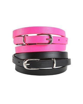 NOLLIE Neon Pink Skinny Belt Set