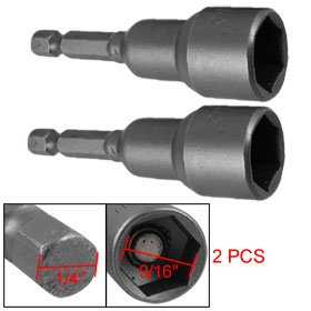 1/4" Shank Magnetic 14mm Hex Socket Spanner Nut Setter Driver Bit 2Pcs