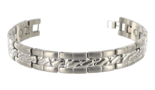 12 MM Wide Mens Texture Pattern Titanium Magnetic Bracelet 8