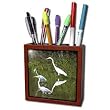 Florene Birds - Snowy Egrets - Tile Pen Holders-5 inch tile pen holder