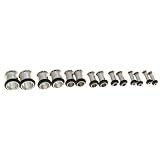 Ear Gauging / Stretching Tunnel Set (316L Stainless Steel) - 14 Piece, 10G - 00G