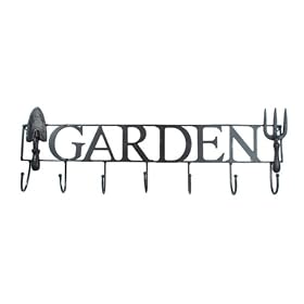 Metal Wall Art Garden Utensil, Key & Coat Hook New