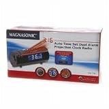 Magnasonic MAG-MM178K AM/FM Projection Clock Radio with Dual Alarm, Auto Time Set/Restore, Motion Activated Snooze, Temperature Display and Battery Backup
