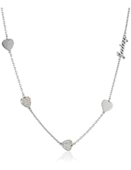 Juicy Couture Silver Pave Heart Strand Necklace, 32"