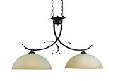 AF Lighting 7128-2P Jessica 2 x 60-Watt Light Edison Base Pendant, Oil Rubbed Bronze with Two Antique Textured Glass Shades