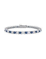 Sterling Silver Round Diffuse Sapphire and Cubic Zirconia Tennis Bracelet 4.00 CT TGW