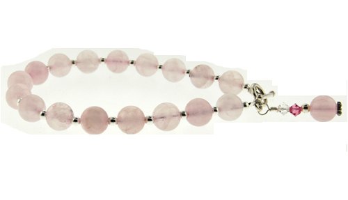 Click here to buy Rose Quartz and Sterling Silver Bracelet with Swarovski Crystal by Tery K Jewelry.