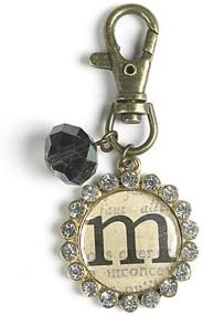 Monarch Inspirations Antiqued Initial M Keychain with Bead Charm M-RK-M